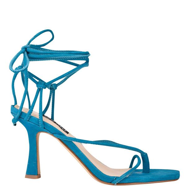 Nine West Yarin Ankle Wrap Blue Heeled Sandals | Ireland 42D35-1L00